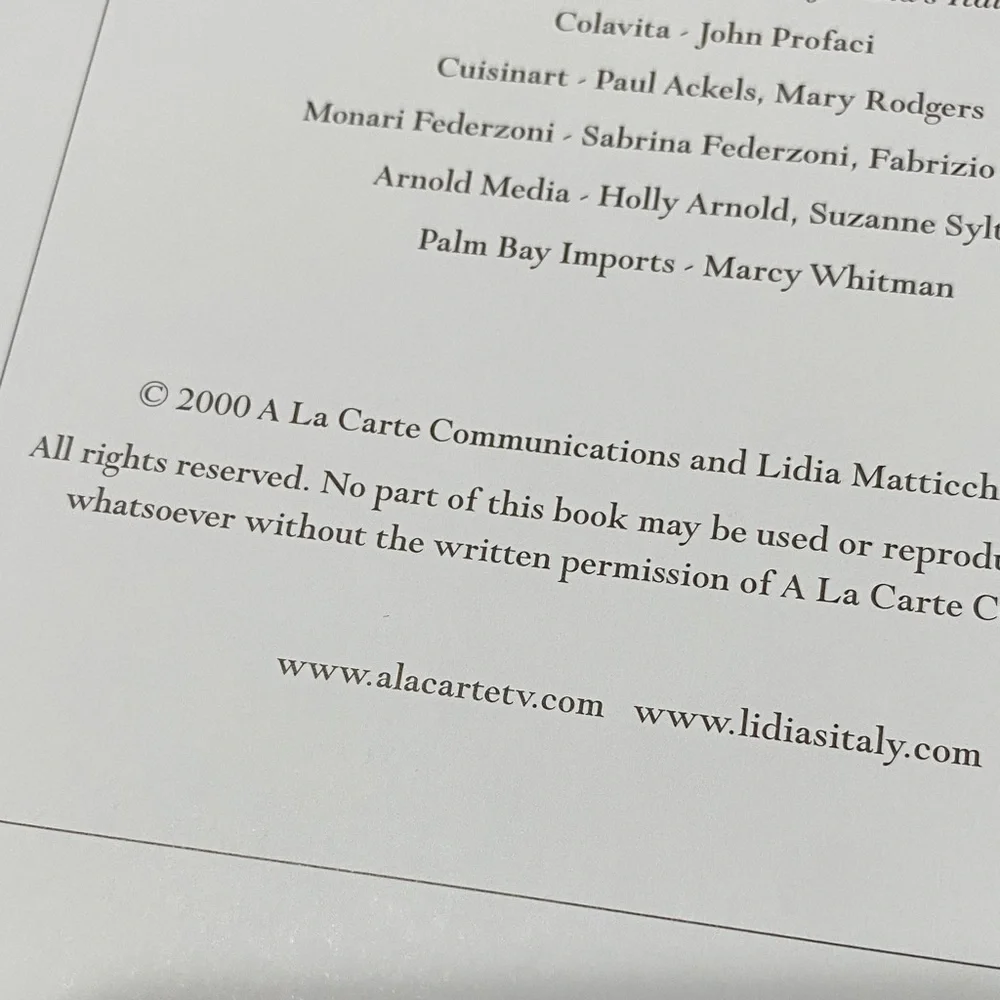 Lidia’s Italian-American Table Cookbook and Pasta Cookbook set